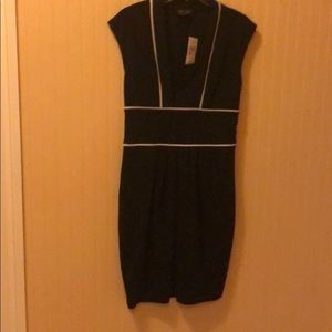 Max and Cleo black with white piping dress